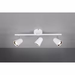 Il faretto TOULOUSE di Trio Lighting è composta da una struttura interamente in plastica bianca con rosone rotondo, barra lin ...