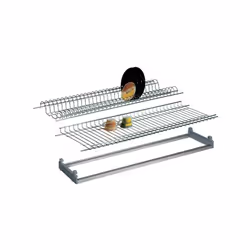 Kit scolapiatti cromato da incasso regolabile e vaschetta -telaio reggi-schienale in alluminio anodizzato e ABS -coppia suppo ...