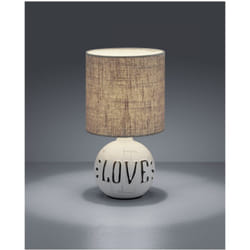 Lampada Da Tavolo Esna Ceramica 'love' e Paralume Cappuccino Ø16 cm Trio Lighting