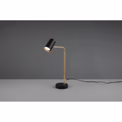 La lampada da tavolo MARLEY di Trio Lighting è composta da una struttura in metallo finitura ottone satinato con fusto sottil ...