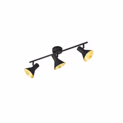 La lampada da soffitto NINA di Trio Lighting presenta una struttura metallica di colore nero con rosone rotondo, braccio line ...