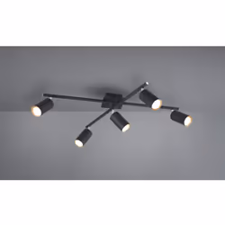 MARLEY di Trio Lighting è una lampada da soffitto composta da rosone quadrato e 2 bracci con 5 faretti spot orientabili, real ...