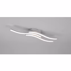 La plafoniera da soffitto ROUTE di Trio Lighting presenta uno struttura in metallo di colore nichel opaco, tre bacchette legg ...