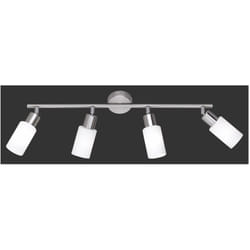 Iperbriko - Lampada Soffitto Nichel 4 Faretti Spot Orientabili Paralume Vetro Mars Trio Lighting