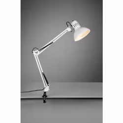 La lampada da tavolo TAJO di Trio Lighting è composta da una struttura in metallo finitura bianco con braccio snodabile che p ...