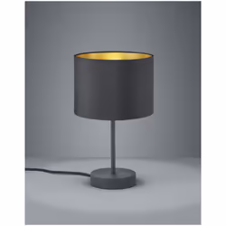 La lampada da tavolo HOSTEL di Trio Lighting presenta una struttura in metallo finitura nero opaco con paralume in tessuto ne ...