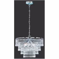 Il lampadario a sospensione ORIENT di Trio Lighting presenta una struttura in metallo di colore cromo con pendenti decorativi ...