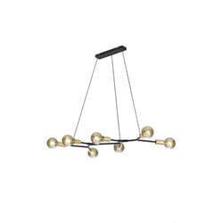 Lampadario Sospensione Minimal 7 Luci Cross Nero e Oro Trio Lighting