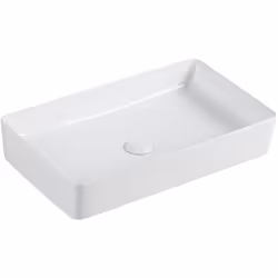 Lavabo in ceramica senza troppo pieno, con bordi sottili. Installazione ad appoggio. Piletta non inclusa. Altezza 11 cm. Colo ...
