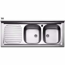 Lavello da appoggio in acciaio inox per mobile sottolavello, lunghezza 120 cm, profondità 50 cm. Spessore inox mm 0,6. Foro P ...
