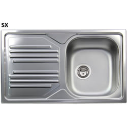 Lavello incasso acciaio inox 1 vaschetta cm 86 gocciolatoio sx