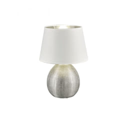 Iperbriko - Lume Base Ceramica Argento Paralume Bianco Luxor Ø24 cm Trio Lighting