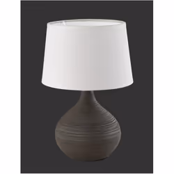 La lampada da tavolo MARTIN di Trio Lighting è composta da una base in ceramica marrone e paralume in tessuto color cappuccin ...