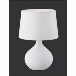 La lampada da tavolo MARTIN di Trio Lighting è composta da una base in ceramica bianca e paralume in tessuto bianco dal diame ...