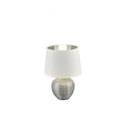 Lumetto Moderno Ceramica Argento Paralume Bianco Luxor Ø18 cm Trio Lighting