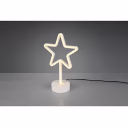 La lampada da tavolo STAR di Trio Lighting è realizzata da una struttura in plastica bianca con base rotonda e diffusore a fo ...