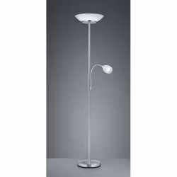 La lampada da terra GERRY di Trio Lighting è composta da una struttura lineare in metallo finitura nichel opaco e diffusore i ...