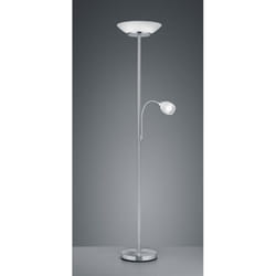 Iperbriko - Piantana Con Spot da Lettura Gerry Nichel Vetro Bianco Ø34 cm Trio Lighting