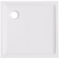 Piatto doccia quadro in ceramica bianca. Foro Diam. 90 mm.