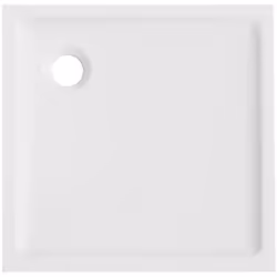 Piatto doccia quadro in ceramica bianca. Foro Diam. 90 mm.