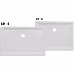 Piatto doccia rettangolare in ceramica bianca. Foro Diam. 90 mm.