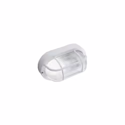 Plafoniera ovale con struttura in termoplastica. Diffusore in vetro stampato. Versione con gabbia e struttura in termoplastic ...