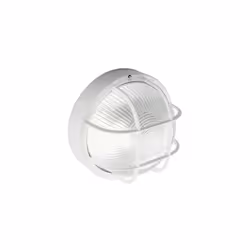 Plafoniera ovale con struttura in termoplastica. Diffusore in vetro stampato. Versione con gabbia e struttura in termoplastic ...