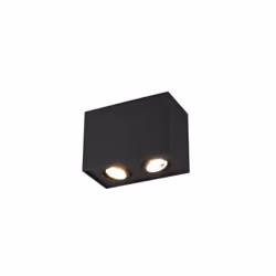 La lampada da soffitto BISCUIT di Trio Lighting è composta da una struttura cubica rettangolare in metallo nero opaco con 2 s ...
