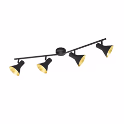 La lampada da soffitto NINA del brand Trio Lighting presenta una struttura metallica nera con rosone rotondo, bracci lineari ...