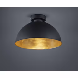 La plafoniera JIMMY di Trio Lighting è composta da una struttura in metallo a cupola nero con interno oro. E' possibile insta ...