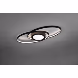 La plafoniera GALAXY di Trio Lighting presenta uno struttura in metallo finitura antracite formata da doppia ellissi e diffus ...