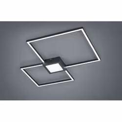 La plafoniera HYDRA di Trio Lighting presenta uno struttura in metallo finitura antracite formata da doppio quadrato con diff ...
