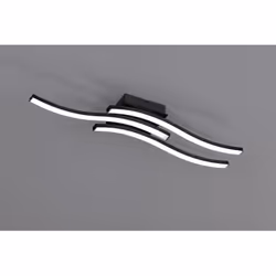 ROUTE di Trio Lighting è una plafoniera composta da piastra a soffitto e 3 bacchette ondulate in metallo finitura nero opaco  ...