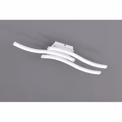 ROUTE di Trio Lighting è una plafoniera composta da piastra a parete e 3 bacchette ondulate in metallo di colore bianco opaco ...