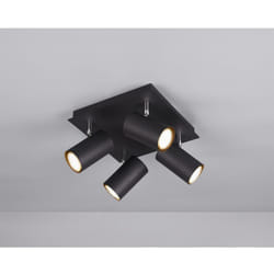 Plafoniera Quadrata 4 Faretti Orientabili Marley Nero Trio Lighting