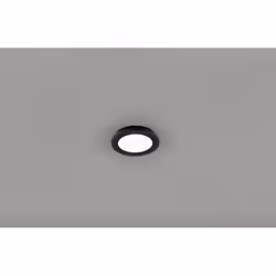 La plafoniera CAMILLUS di Trio Lighting è composta da una struttura rotonda in plastica finitura nero opaco e diffusore in ac ...