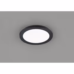 La plafoniera CAMILLUS di Trio Lighting è composta da una struttura rotonda in plastica finitura nero opaco e diffusore in ac ...