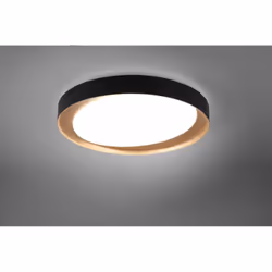La plafoniera ZETA di Trio Lighting è composta da una struttura rotonda in plastica con diffusore bianco e bordo nero con int ...