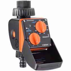 Facile programmazione con 2 manopole rotative: una con 7 frequenze, l'altra con 9 tempi d'irrigazione. Funziona con 1 batteri ...