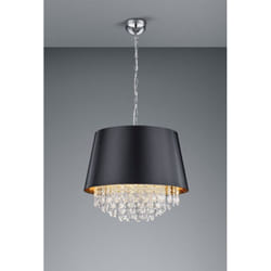 Sospensione 3 Luci Loreley Nero Oro e Pendagli Decorativi Trio Lighting