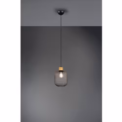 La sospensione della serie CALIMERO di Trio Lighting è composta da una struttura in metallo finitura nero opaco, con rosone r ...