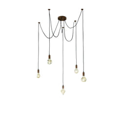 Iperbriko - Sospensione Cord Ragno Rame Antico 5xE27 Con Decentramento Trio Lighting