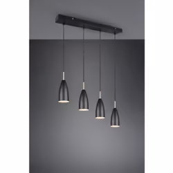 Il lampadario a sospensione FARIN di Trio Lighting è composta da una struttura lineare in metallo finitura nero opaco. I 4 di ...
