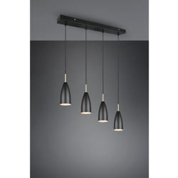 Iperbriko - Sospensione Lineare Isola Farin 4 Luci Nero e Ottone Trio Lighting