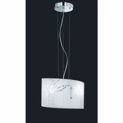 La sospensione SPIRELLI di Trio Lighting presenta uno struttura in metallo finitura bianca e diffusore rettangolare in vetro  ...