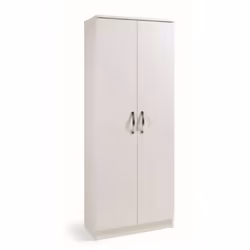 Armadio Multiuso Gabriella h.182x71x38 cm Bianco Armadio scarpiera in agglomerato di legno con 2 ante e maniglie cromate, col ...