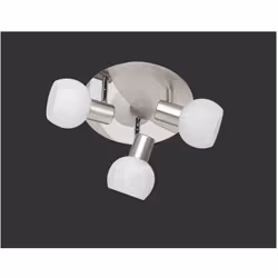 Faretto Da Soffitto 3xE14 Antibes Nichel E Vetro Bianco Ø22 cm Trio Lighting Il Faretto Da Soffitto 3xE14 Antibes Nichel E Ve ...