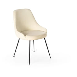 4xSedia in microfibra con seduta bianca e gambe nere 48,5x49x5x80h cm