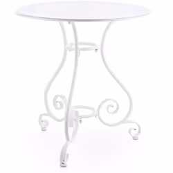 Tavolo Esterno Bianco Diametro 70 cm Tavolo da esterno tondo colore bianco. Struttura in acciaio trattato per esterno e verni ...