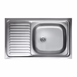 Lavello da appoggio in acciaio inox Linea Lay-on 50 s vasca singola con gocciolatoio a sinistra appoggio con alzatina da 3 cm ...